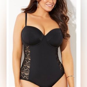 Crochet underwire one piece swimsuit. NWT. Black.